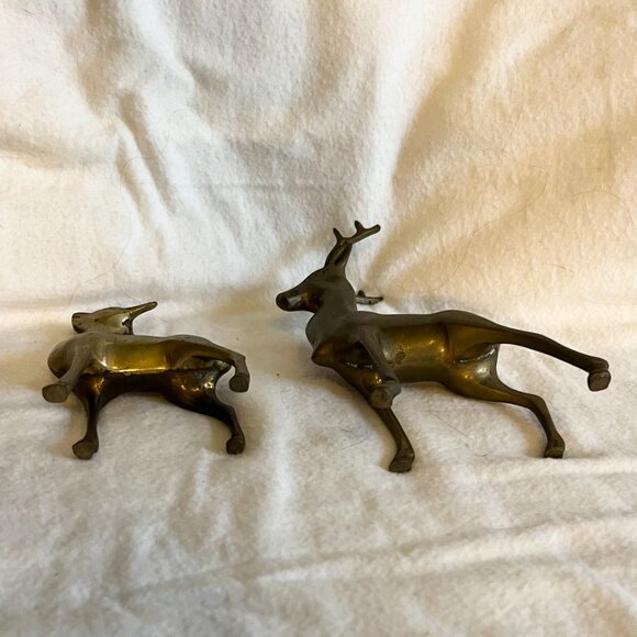 Vintage Estate Solid Brass Deer Figures - Picture 6 of 7